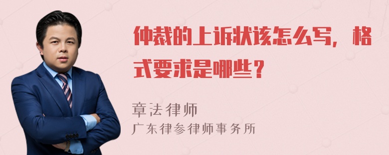 仲裁的上诉状该怎么写，格式要求是哪些？