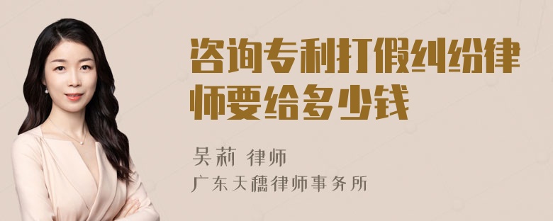 咨询专利打假纠纷律师要给多少钱