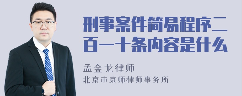 刑事案件简易程序二百一十条内容是什么