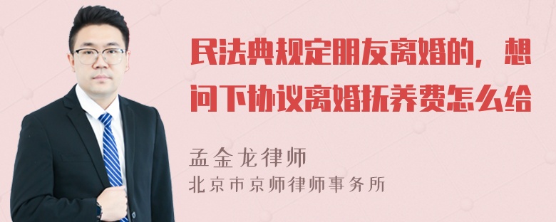 民法典规定朋友离婚的，想问下协议离婚抚养费怎么给