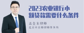 2023农业银行小额贷款需要什么条件