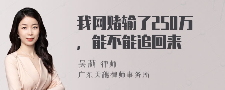 我网赌输了250万，能不能追回来