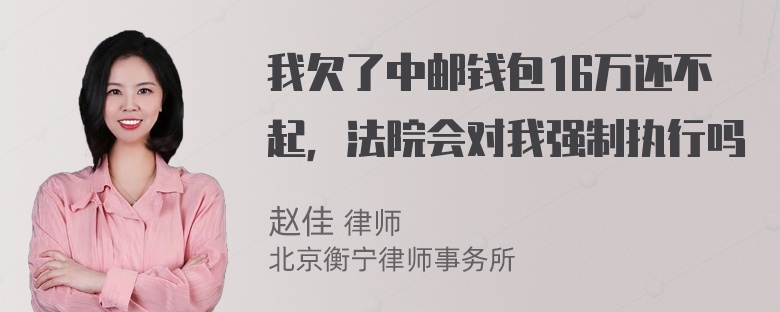 我欠了中邮钱包16万还不起，法院会对我强制执行吗