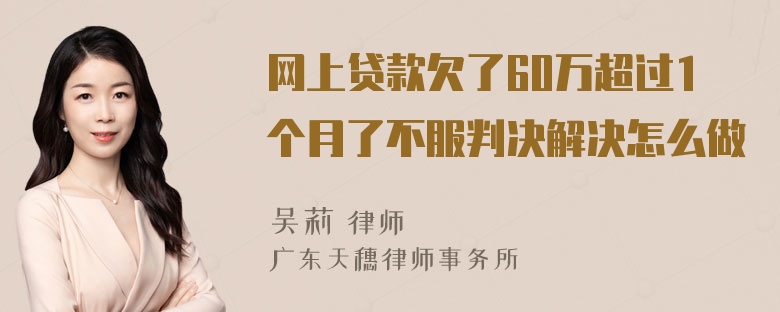 网上贷款欠了60万超过1个月了不服判决解决怎么做