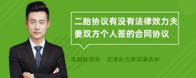 二胎协议有没有法律效力夫妻双方个人签的合同协议