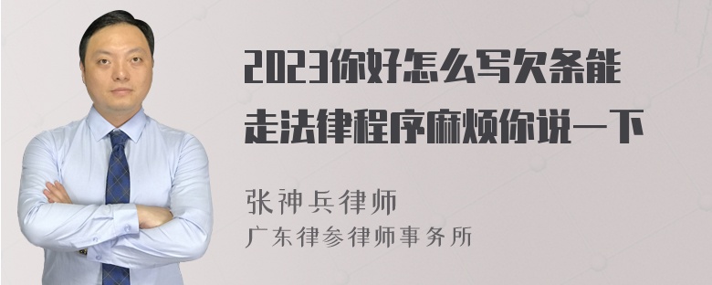 2023你好怎么写欠条能走法律程序麻烦你说一下