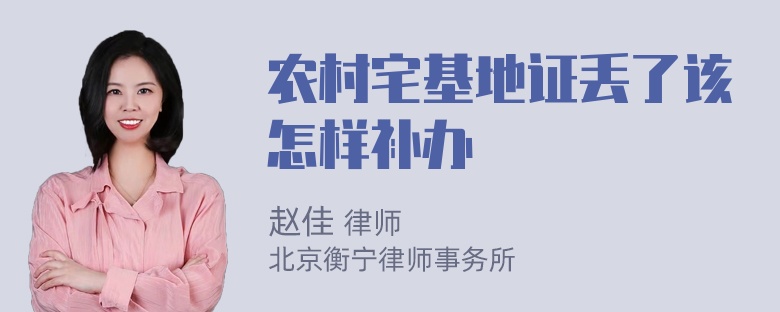 农村宅基地证丢了该怎样补办