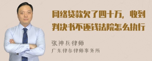 网络贷款欠了四十万，收到判决书不还钱法院怎么执行