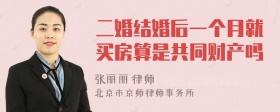 二婚结婚后一个月就买房算是共同财产吗