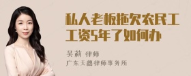 私人老板拖欠农民工工资5年了如何办