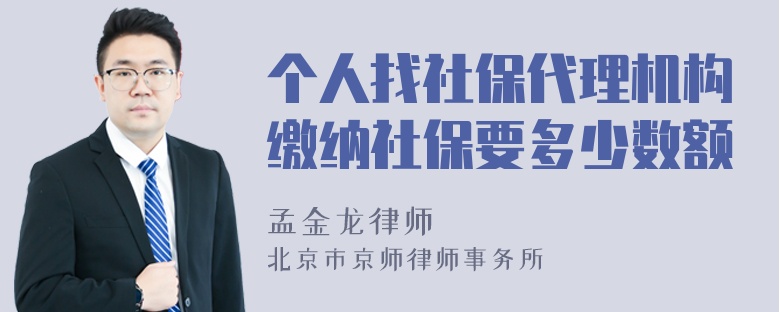 个人找社保代理机构缴纳社保要多少数额