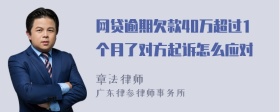 网贷逾期欠款40万超过1个月了对方起诉怎么应对