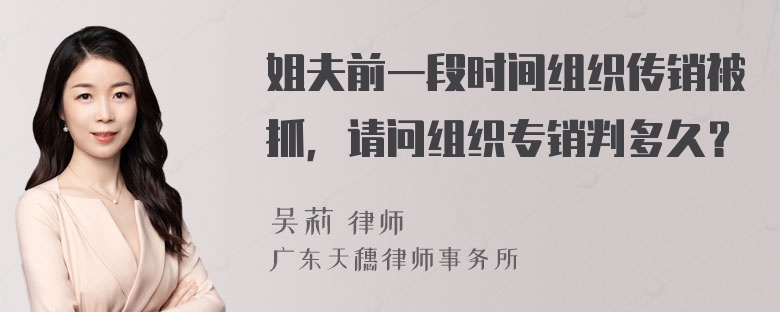 姐夫前一段时间组织传销被抓，请问组织专销判多久？