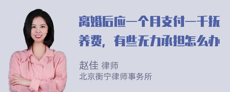 离婚后应一个月支付一千抚养费，有些无力承担怎么办