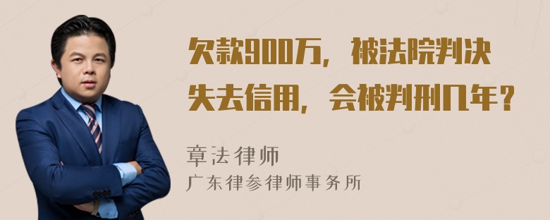 欠款900万，被法院判决失去信用，会被判刑几年？