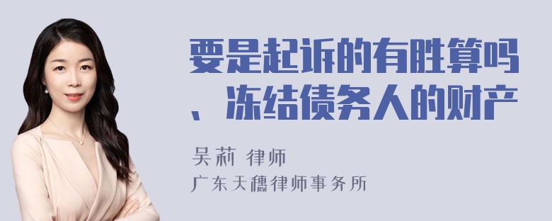 要是起诉的有胜算吗、冻结债务人的财产