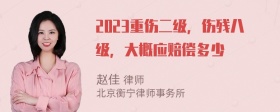 2023重伤二级，伤残八级，大概应赔偿多少