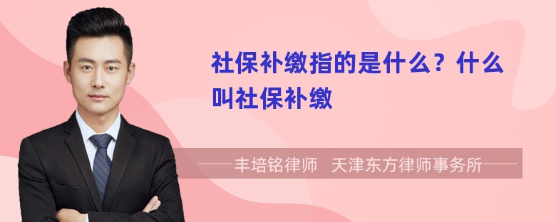 社保补缴指的是什么？什么叫社保补缴