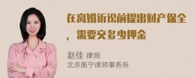 在离婚诉讼前提出财产保全，需要交多少押金