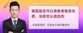 离婚是否可以索要青春损失费，法律怎么规定的