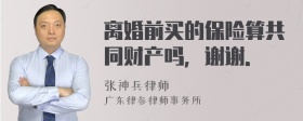 离婚前买的保险算共同财产吗，谢谢．