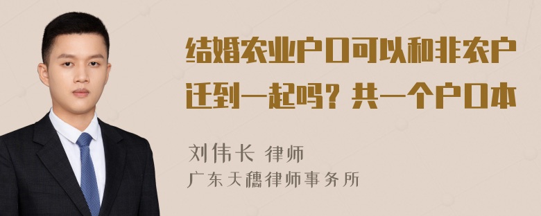 结婚农业户口可以和非农户迁到一起吗？共一个户口本