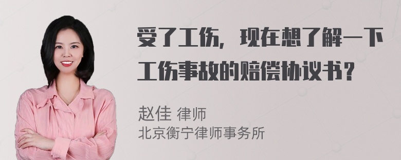 受了工伤，现在想了解一下工伤事故的赔偿协议书？