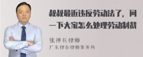 叔叔最近违反劳动法了，问一下大家怎么处理劳动制裁