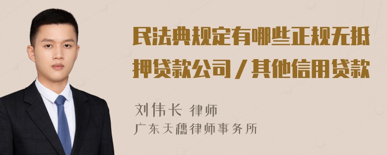 民法典规定有哪些正规无抵押贷款公司／其他信用贷款