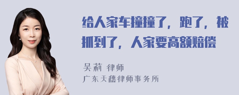 给人家车撞撞了，跑了，被抓到了，人家要高额赔偿