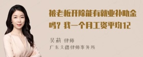 被老板开除能有就业补助金吗？我一个月工资平均12