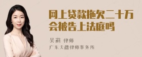 网上贷款拖欠二十万会被告上法庭吗