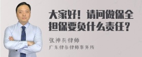 大家好！请问做保全担保要负什么责任？