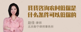 我我咨询农村低保是什么条件可以低保的