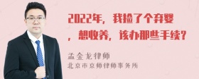 2022年，我捡了个弃婴，想收养，该办那些手续？