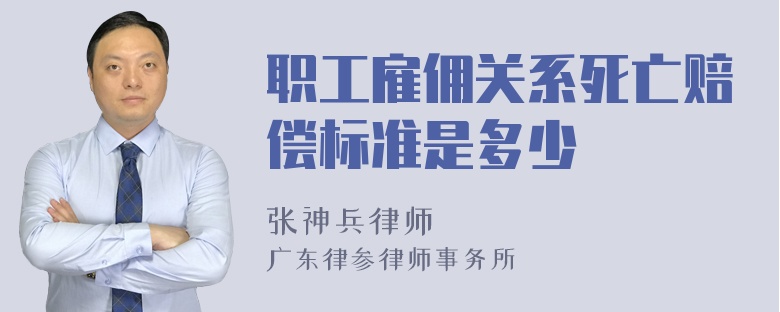 职工雇佣关系死亡赔偿标准是多少