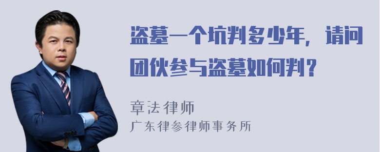 盗墓一个坑判多少年，请问团伙参与盗墓如何判？