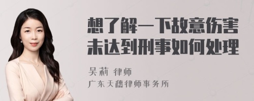 想了解一下故意伤害未达到刑事如何处理