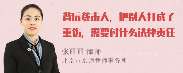 背后袭击人，把别人打成了重伤，需要付什么法律责任