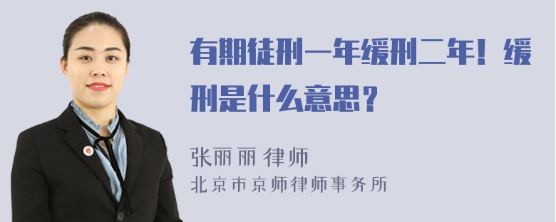 有期徒刑一年缓刑二年！缓刑是什么意思？