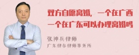 双方自愿离婚，一个在广西一个在广东可以办理离婚吗