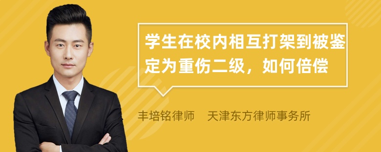 学生在校内相互打架到被鉴定为重伤二级，如何倍偿