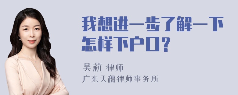 我想进一步了解一下怎样下户口？