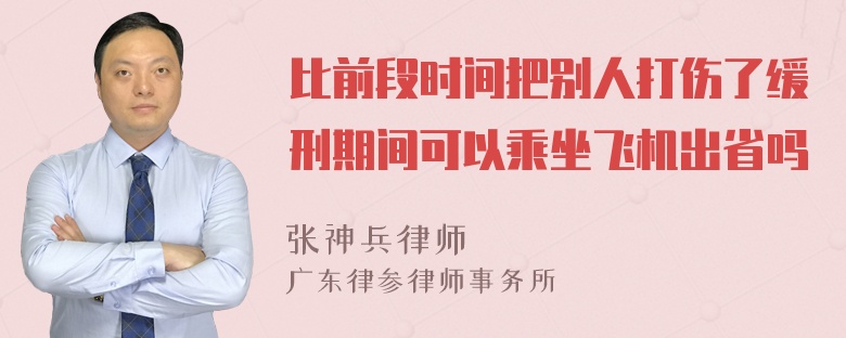 比前段时间把别人打伤了缓刑期间可以乘坐飞机出省吗