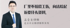 厂里不赔偿工伤，向法院起诉要什么资料，