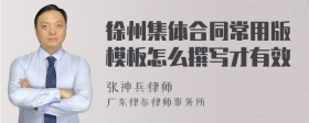 徐州集体合同常用版模板怎么撰写才有效