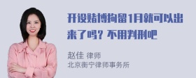 开设赌博拘留1月就可以出来了吗？不用判刑吧