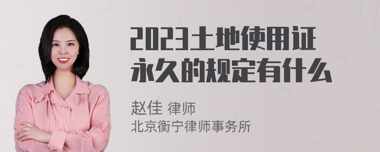 2023土地使用证永久的规定有什么