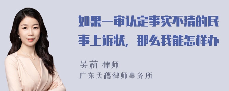 如果一审认定事实不清的民事上诉状，那么我能怎样办