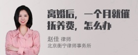 离婚后，一个月就催抚养费，怎么办